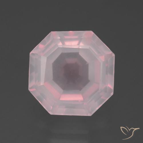 5.96ct Natural Rose Pink Rose Quartz, Emerald Cut, Transparent