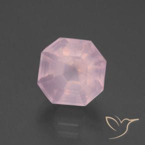 6.34 ct Pink Rose Quartz Stone, Natural Rose Quartz in Asscher Cut Shape for Sale