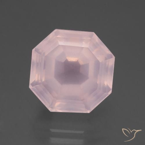 9.82ct Natural Light Rose Pink Rose Quartz, Emerald Cut, Transparent