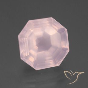 9.82 ct Pink Rose Quartz Stone, Natural Rose Quartz in Asscher Cut Shape for Sale