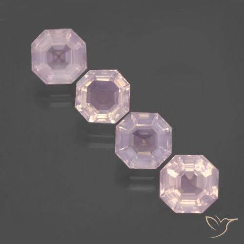 Rosado claro Cuarzo Rosa Gema - 2.5ct Corte Asscher (ID: 397464)