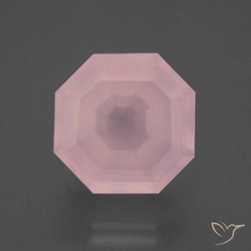 12.55ct Natural Medium Pink Rose Quartz, Emerald Cut, Transparent