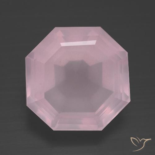 Quartz rose taille Asscher de 7,95 ct, 12,3 x 12,2 mm d'Afrique du Sud, Photo A