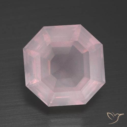 9.38ct Natural Bubblegum Pink Rose Quartz, Emerald Cut, Transparent