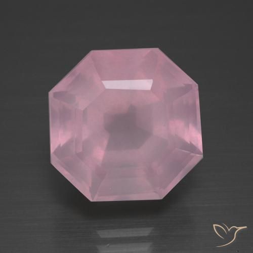 10.63ct Natural Rose Pink Rose Quartz, Emerald Cut, Transparent