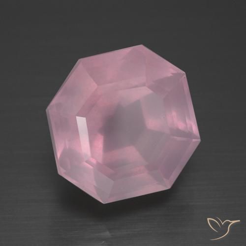 10.63 ct Pink Rose Quartz Stone, Natural Rose Quartz in Asscher Cut Shape for Sale