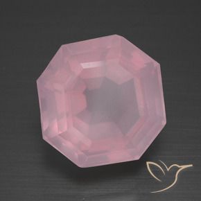 11.40 ct Pink Rose Quartz Stone, Natural Rose Quartz in Asscher Cut Shape for Sale