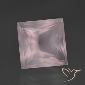 6.71 ct Pink Rose Quartz Stone, Natural Rose Quartz in Princess-Cut Shape for Sale