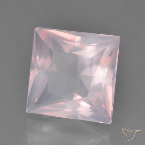5.34 ct Pink Rose Quartz Stone, Natural Rose Quartz in Princess-Cut Shape for Sale