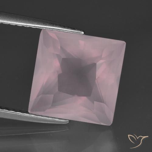 hellrosa Rosenquarz Edelstein - 5.6ct Prinzess-Schliff (ID: 414498)