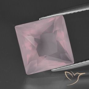 5.56 ct Pink Rose Quartz Stone, Natural Rose Quartz in Princess-Cut Shape for Sale