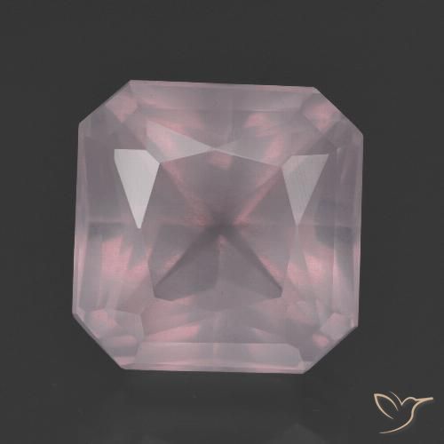 9.58ct Natural Light Pink Rose Quartz, Emerald Cut, Transparent