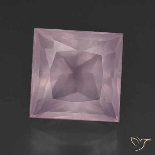 9.15ct Princess-cut Pink Rose Quartz from South Africa, Dimension 12.1 x 12mm, Natural untreated Gemstone, Transparent Clarity, 1 piece Rose Quartz in Light Pink Color, Mohs Hardness of 7 suitable for daily wear jewelry, Photo A