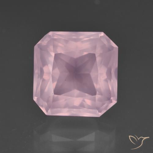 7.57ct Natural Medium Rose Pink Rose Quartz, Emerald Cut, Transparent