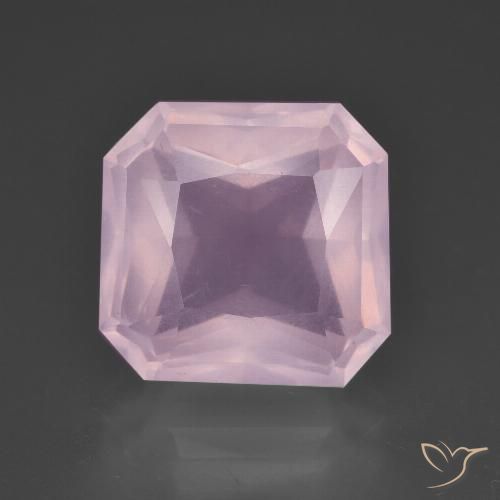 7.37ct Natural Light Cherry Pink Rose Quartz, Emerald Cut, Transparent