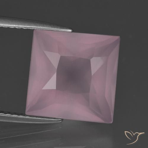 6.94ct Natural Medium Rose Pink Rose Quartz, Square, Transparent