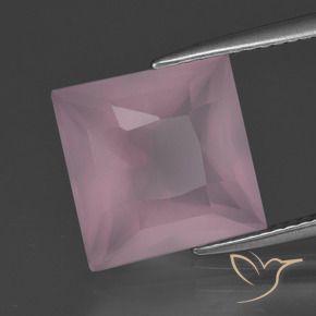 6.94 ct Pink Rose Quartz Stone, Natural Rose Quartz in Princess-Cut Shape for Sale