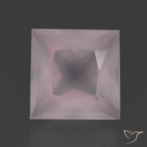 11.7 x 11.7mm Square Pink Rose Quartz from South Africa, Weight of 7.7ct, Natural untreated Gemstone in Transparent Clarity, 1pc Princess-cut Rose Quartz - Color: Light Rose Pink, Mohs Hardness of 7 suitable for daily wear jewelry, Photo A