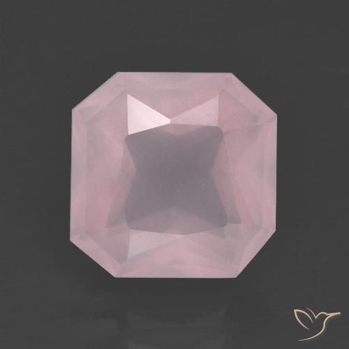 5.34ct Natural Light Rose Pink Rose Quartz, Emerald Cut, Transparent