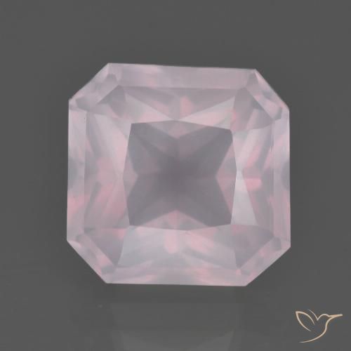7.44ct Natural Light Rose Pink Rose Quartz, Emerald Cut, Transparent