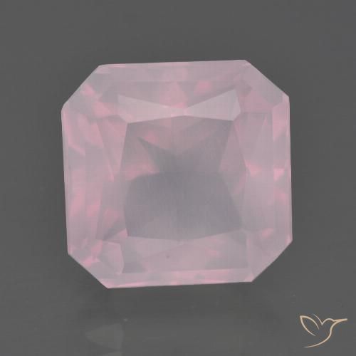 7.29ct Natural Medium Rose Pink Rose Quartz, Emerald Cut, Transparent