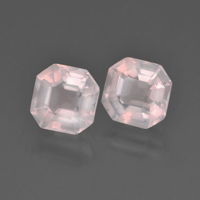 3.18 ctw Pink Rose Quartz Stones, Natural Rose Quartz in Asscher Cut Shape for Sale