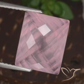 6.23 ct Pink Rose Quartz Stone, Natural Rose Quartz in Baguette Checkerboard Shape for Sale