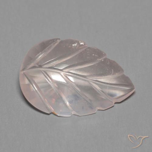 4.31 ct Pink Rose Quartz Gemstone, Rose Quartz Gem in Carved Leaf Shape for Sale.