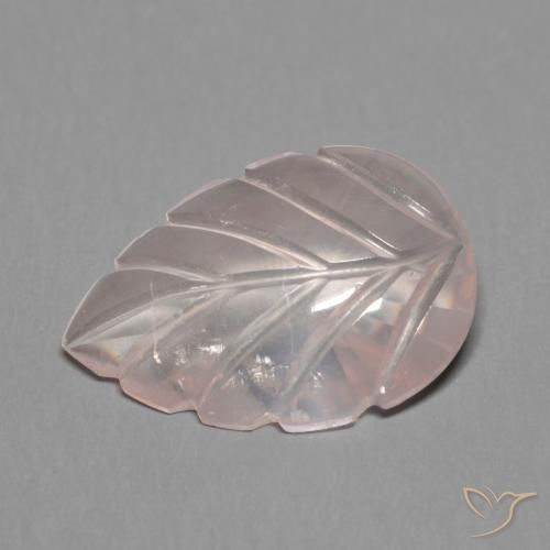 4.31 ct Pink Rose Quartz Stone, Natural Rose Quartz in Carved Leaf Shape for Sale