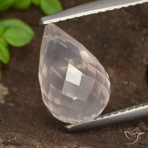 Flamingo Pink Розовый Кварц Камень - 4.3ct Бриолет с Отверстием (ID: 484453)