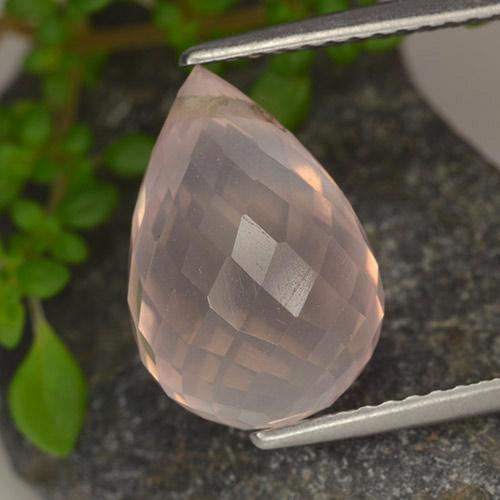 Rosado medio Cuarzo Rosa Gema - 6.1ct Corte Briolette con Agujero (ID: 484461)