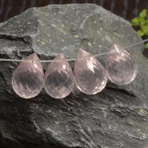 Light Coral Pink Rose Quartz Gem - 2.8ct Briolette with Hole (ID: 484588)