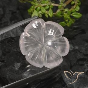 9.58 ct White Rose Quartz Stone, Natural Rose Quartz in Carved Flower Shape for Sale