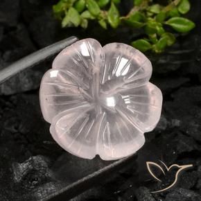 9.02 ct Pink Rose Quartz Stone, Natural Rose Quartz in Carved Flower Shape for Sale