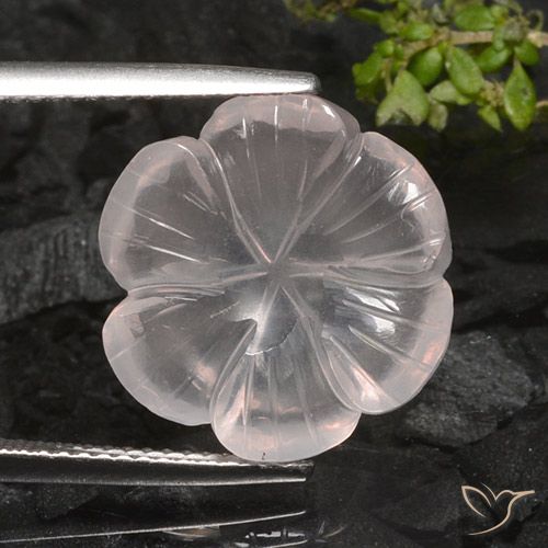 9.52ct Natural Light Pink Rose Quartz, Flower Cut, Transparent