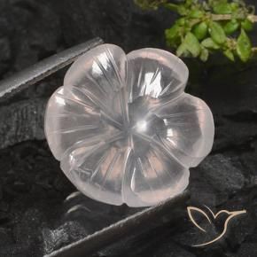 9.52 ct Pink Rose Quartz Stone, Natural Rose Quartz in Carved Flower Shape for Sale
