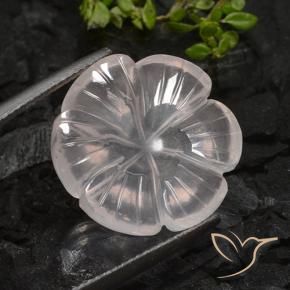 12.01 ct Pink Rose Quartz Stone, Natural Rose Quartz in Carved Flower Shape for Sale