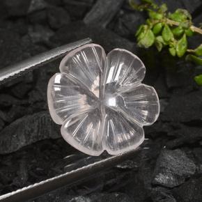 4.90 ct White Rose Quartz Stone, Natural Rose Quartz in Carved Flower Shape for Sale