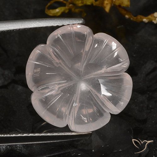 10.56ct Natural Flamingo Pink Rose Quartz, Flower Cut, Transparent
