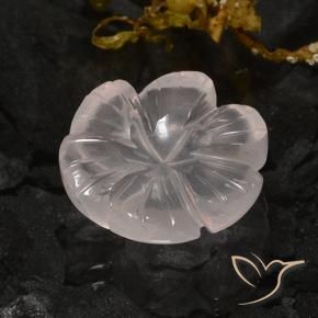 10.56 ct Pink Rose Quartz Stone, Natural Rose Quartz in Carved Flower Shape for Sale