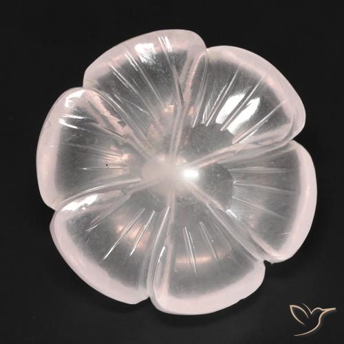 15.54ct Natural Flamingo Pink Rose Quartz, Flower Cut, Transparent