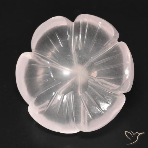 15.54 ct Pink Rose Quartz Stone, Natural Rose Quartz in Carved Flower Shape for Sale