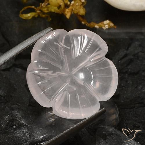 12.37 ct White Rose Quartz Stone, Natural Rose Quartz in Carved Flower Shape for Sale