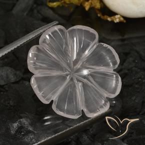 10.31 ct White Rose Quartz Stone, Natural Rose Quartz in Carved Flower Shape for Sale