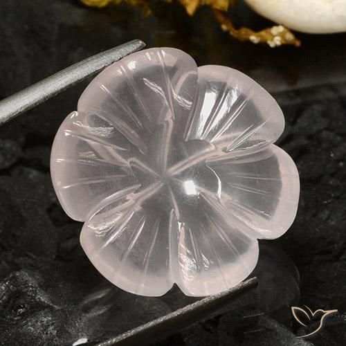 16.68 ct White Rose Quartz Stone, Natural Rose Quartz in Carved Flower Shape for Sale