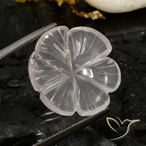 9.72 ct White Rose Quartz Stone, Natural Rose Quartz in Carved Flower Shape for Sale