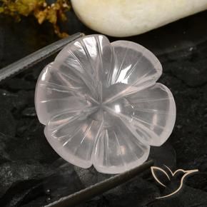 17.37 ct White Rose Quartz Stone, Natural Rose Quartz in Carved Flower Shape for Sale