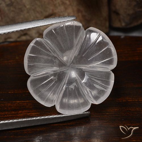 9.90ct Natural White Rose Quartz, Flower Cut, Transparent