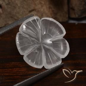 9.90 ct White Rose Quartz Stone, Natural Rose Quartz in Carved Flower Shape for Sale