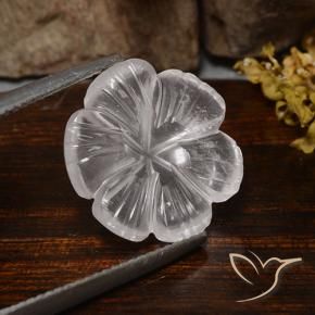 6.26 ct White Rose Quartz Stone, Natural Rose Quartz in Carved Flower Shape for Sale